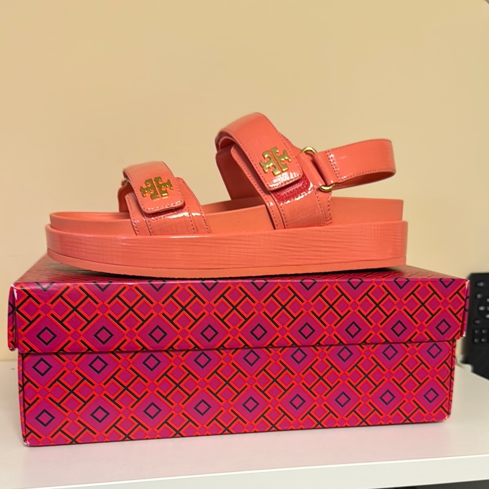 Tory Burch Kira Platform Sandals in Coral Crush - NIB